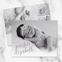 Budget Elegant Photo Collage Birth Announcement