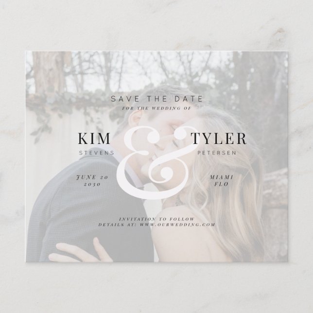 Budget elegant photo modern wedding save the date (Front)