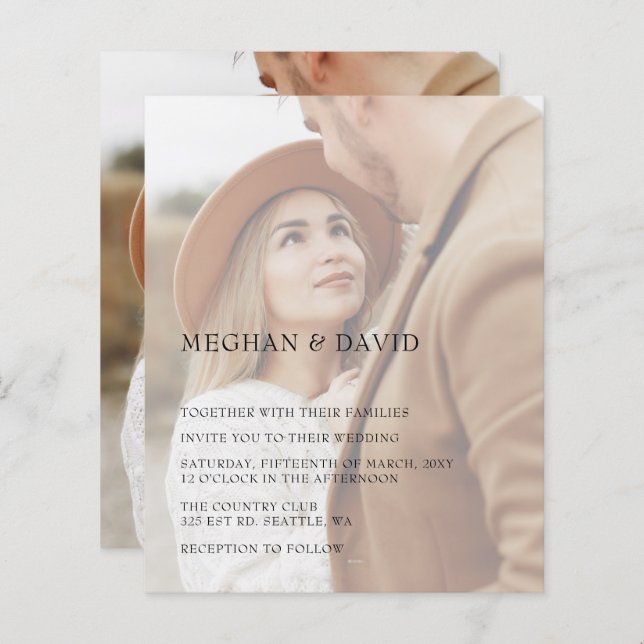 Budget Elegant Photo Overlay Wedding  (Front/Back)