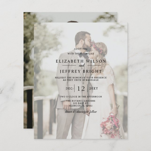 Budget Elegant Photo Overlay Wedding Invitation (Front/Back)