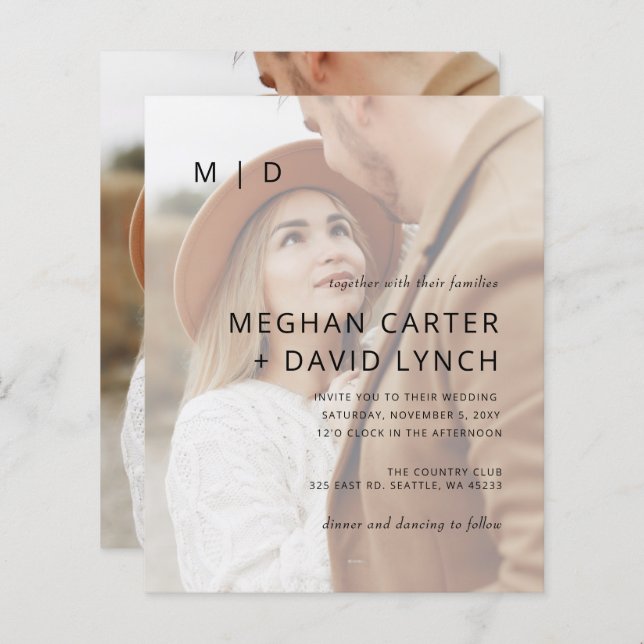 Budget Elegant Photo Overlay Wedding Invitation (Front/Back)