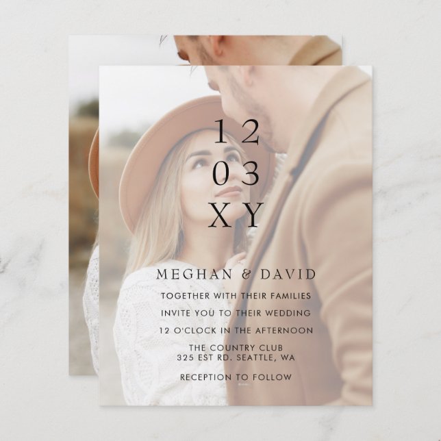 Budget Elegant Photo Overlay Wedding Invitation (Front/Back)
