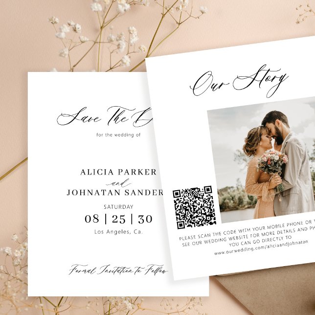 Budget elegant photo QR code wedding save the date (Creator Uploaded)