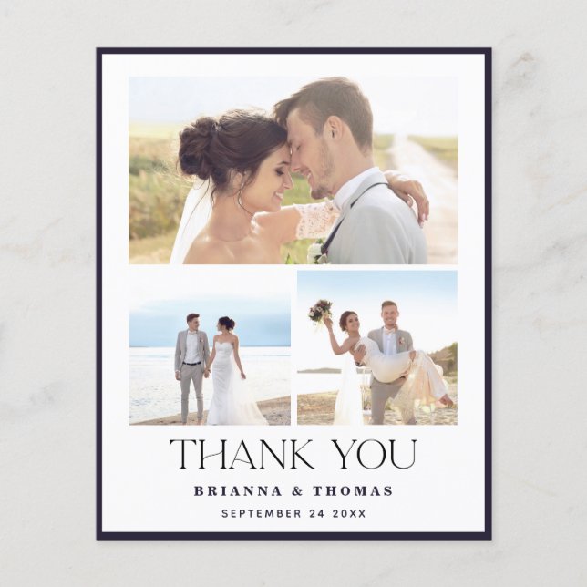 Budget Elegant Photo Wedding Thank You Flyer (Front)