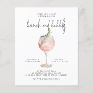 Budget Elegant Pink Brunch & Bubbly Bridal Shower  Flyer