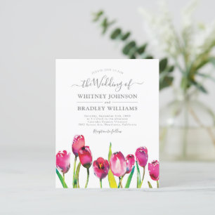 Budget Elegant Pink Tulip Wedding Invitations