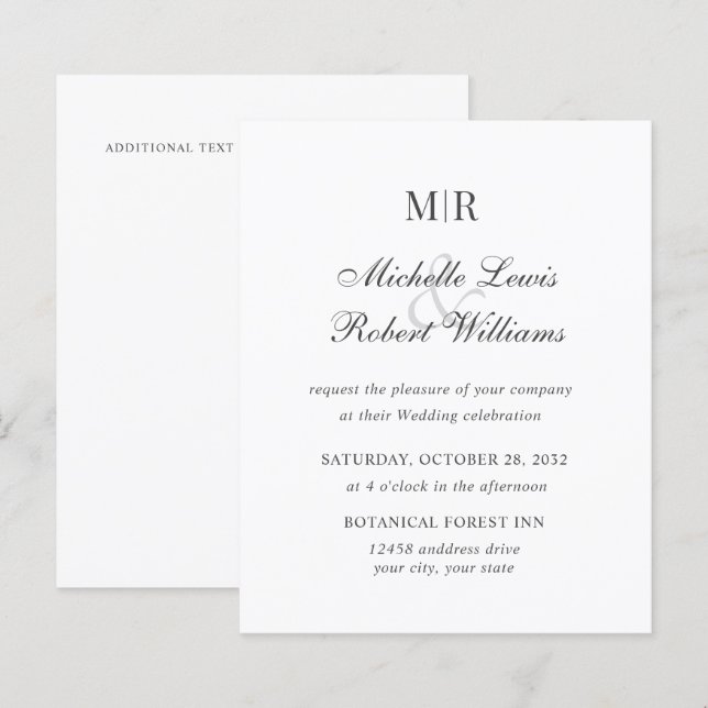 BUDGET ELEGANT PLAIN MONOGRAM WEDDING (Front/Back)
