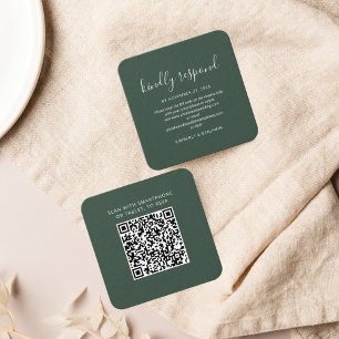 Budget Elegant QR Code Wedding Response RSVP Card