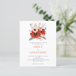 Budget Elegant Red Florals Wedding Invitation