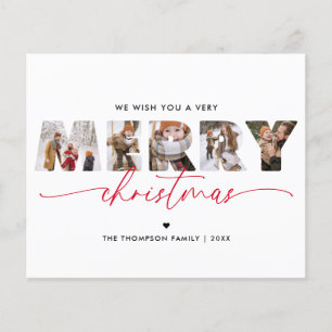 BUDGET Elegant Red Merry Christmas Photo Collage