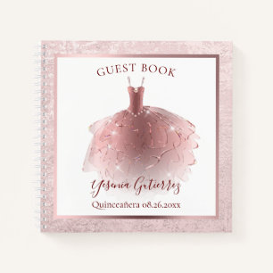 Budget Elegant Rose Gold Quinceañera Dress Guest Notebook