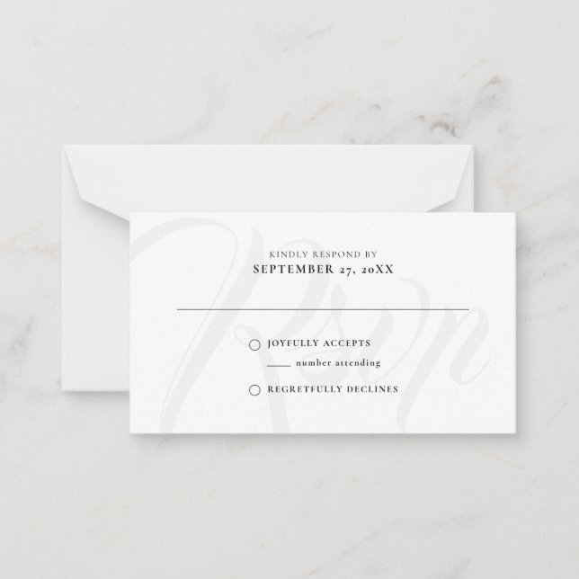 BUDGET Elegant Rustic Brush Script RSVP Wedding Card (Front)