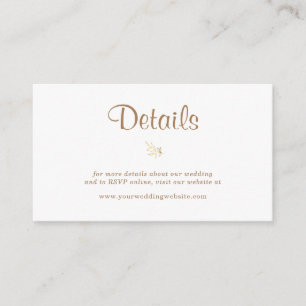 BUDGET Elegant Rustic Gold Wedding Details Card