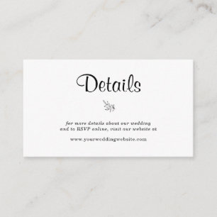 BUDGET Elegant Rustic Wedding Details Enclosure Card