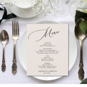 Budget Elegant Sand Minimalist Wedding Menu
