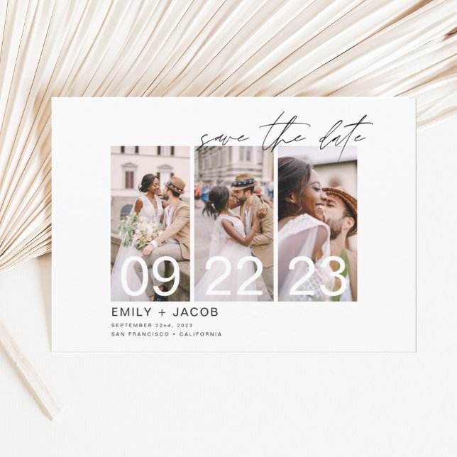 Budget Elegant Save the Date 3 Photo Invitations (Creator Uploaded)
