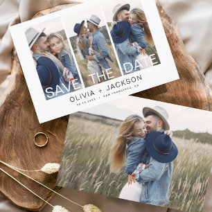 Budget Elegant Save the Date 4 Photo White 