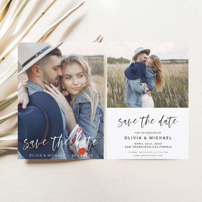Budget Elegant Save the Date Handwritten Photo (Creator Uploaded)