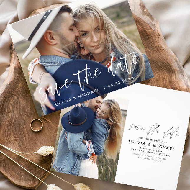 Budget Elegant Save the Date Handwritten Photo  (Creator Uploaded)