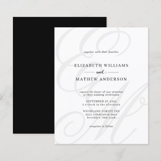 Budget Elegant Script Black White Monogram Wedding