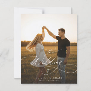 Budget Elegant Script Boho Photo Wedding Invites