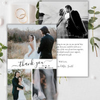 Budget Elegant Script Collage Wedding Thank You Fl