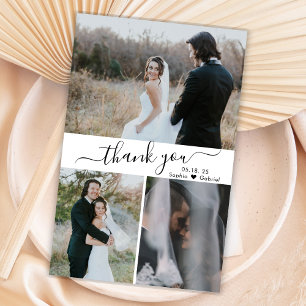 Budget Elegant Script Collage Wedding Thank You  Flyer