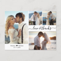 Budget Elegant Script Collage Wedding Thank You