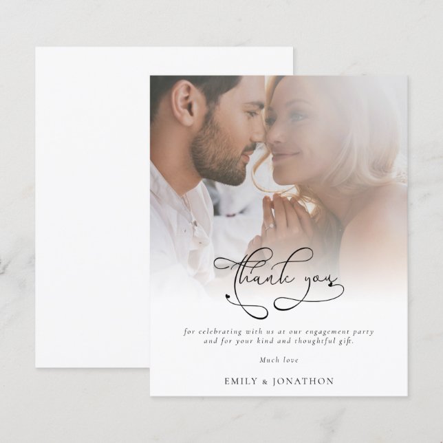 Budget Elegant Script Photo Engagement Thank You (Front/Back)