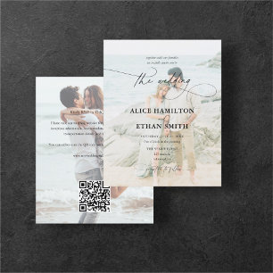 Budget Elegant Script Photo QR Code Wedding  Flyer