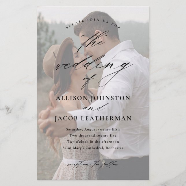 Budget Elegant Script Photo Wedding Invitation (Front)