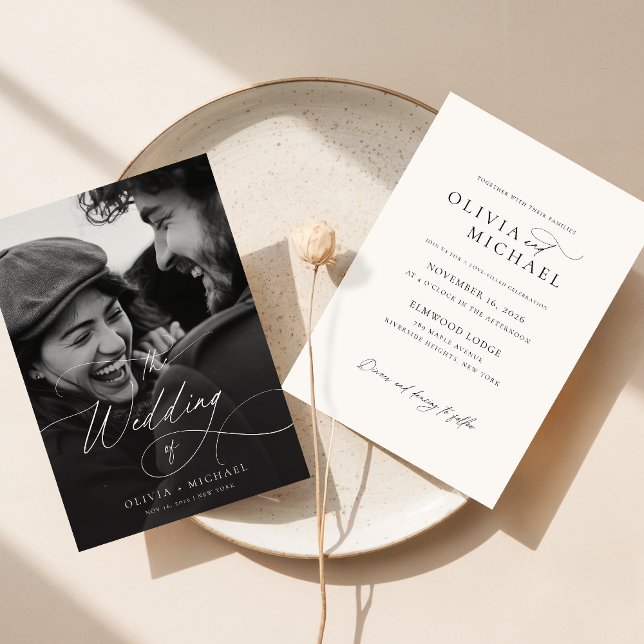 Budget Elegant Script Photo Wedding Invites (Creator Uploaded)