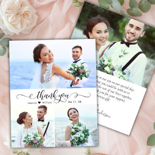 Budget Elegant Script Photo Wedding Thank You Card