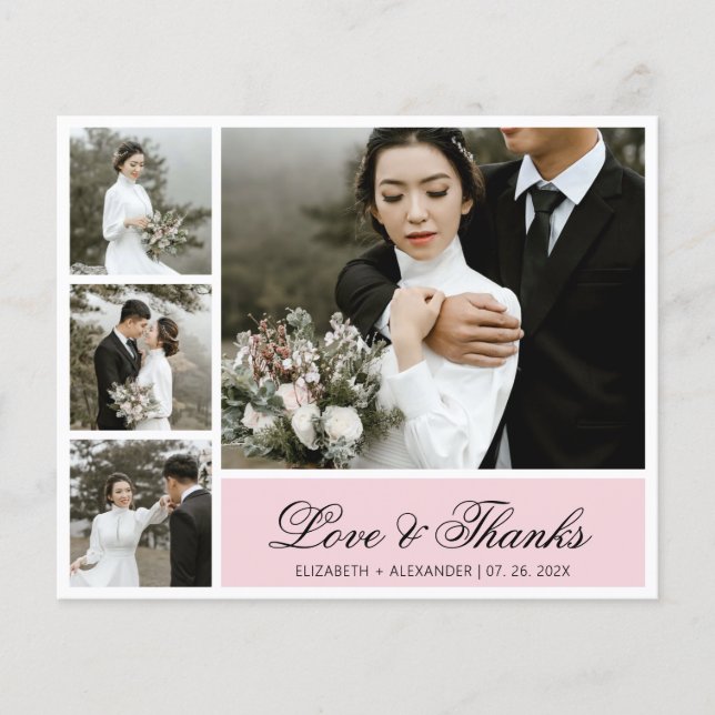 Budget Elegant Script Pic Wedding Thank You Flyer (Front)