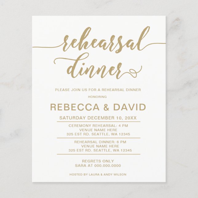 Budget Elegant Script Rehearsal Dinner Invitation (Front)