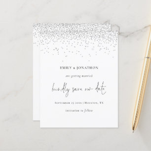 Budget Elegant Script Silver Glitter Save The Date