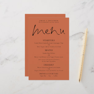 Budget Elegant Script Terracotta Wedding Menu