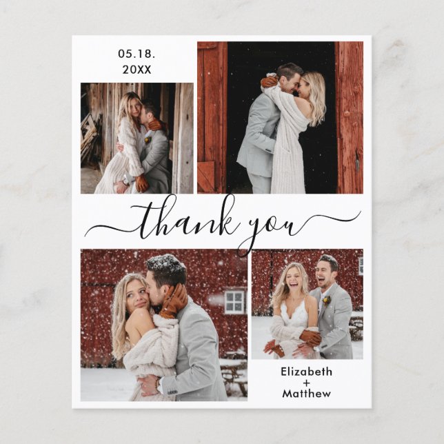 Budget Elegant Script Wedding Collage Thank You Fl Flyer (Front)