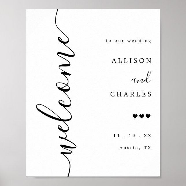 Budget Elegant Script Wedding Welcome Sign  (Front)