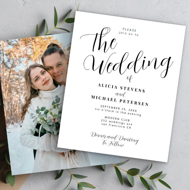 Budget elegant simple photo wedding invitation (Creator Uploaded)