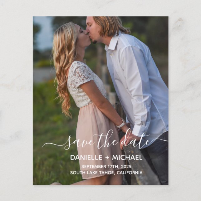 Budget Elegant Simple Save the Date with Photo Flyer (Front)