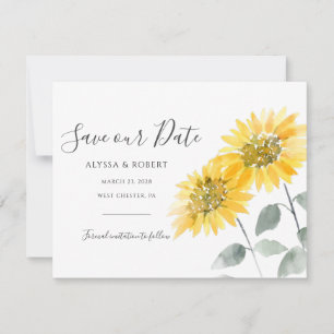 Budget Elegant Sunflower Botanical Save The Date