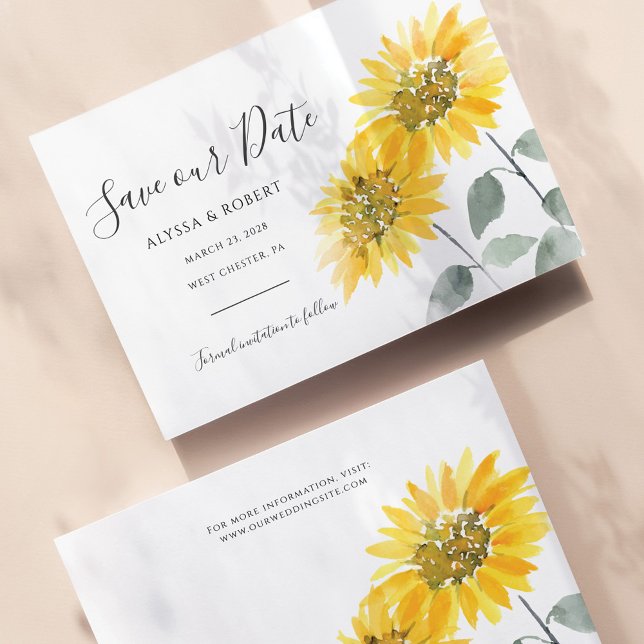 Budget Elegant Sunflower Botanical Save The Date (Creator Uploaded)