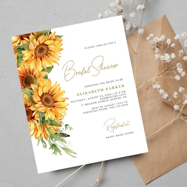Budget elegant sunflower bridal shower invitation (Creator Uploaded)