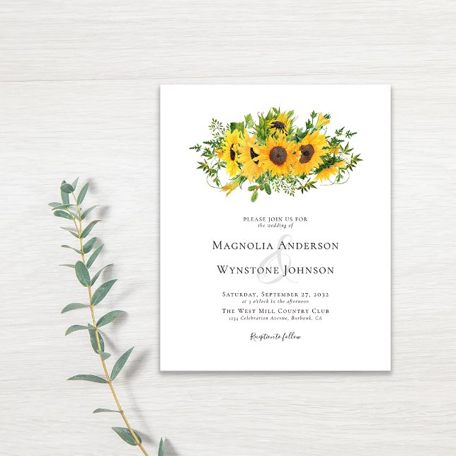 Budget Elegant Sunflower Wedding Invitation (Creator Uploaded)