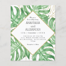 Budget Elegant tropical wedding invitation.