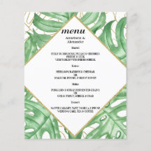 Budget Elegant Tropical WEDDING MENU.