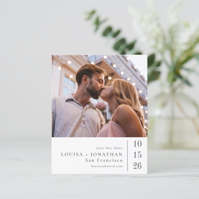 Budget Elegant Two Photo Wedding Save The Date (Standing Front)
