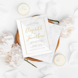 Budget Elegant Typography Marble Engagement Party