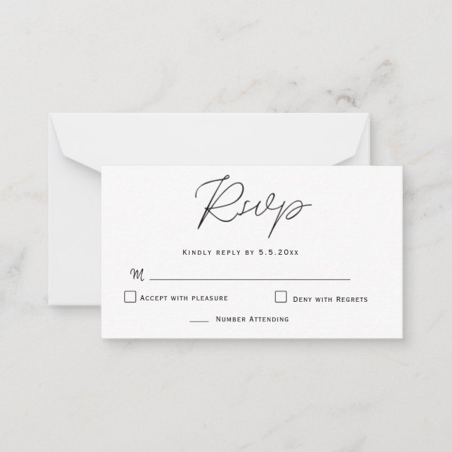 Budget  Elegant Typography Wedding RSVP Cards (Front)